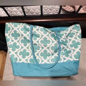 Large canvas blue and white bag